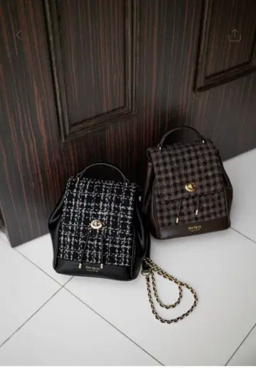 트위드 미니 백팩 하립투 브라운