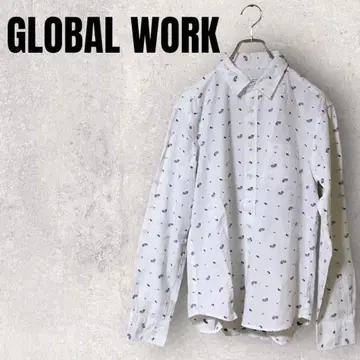 GLOBAL WORK 셔츠 페이즐리 무늬 L 면 100% 남성용