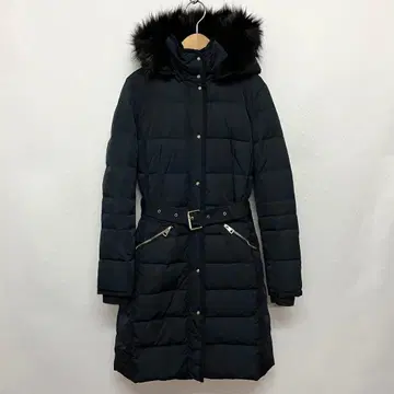 ZARA 자라 다운 코트 롱 인조 모피 네이비 S