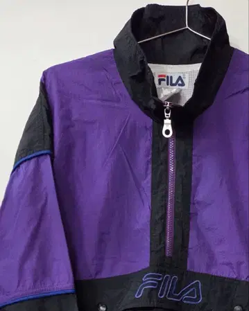 FILA 하프 지퍼 나일론 자켓 퍼플/블랙 오버 사이즈: