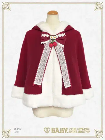 BABY 흔들흔들 딸기 토끼 귀 퍼 케이프 크림슨