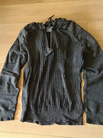 A|X 후드 부착 리브 니트 스웨터 M 그레이