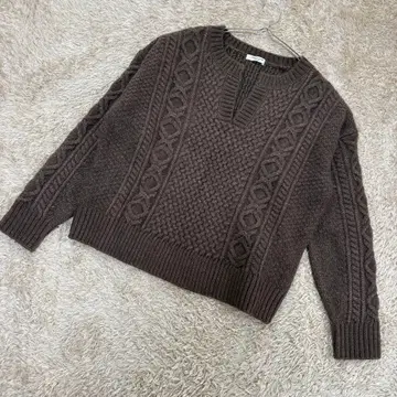 Freak's Store 케이블 짜임 니트 스웨터 울 모헤어 혼방 브라운