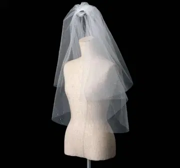 화이트 스팽글 웨딩 베일