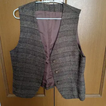 브라운 트위드 헤링본 베스트