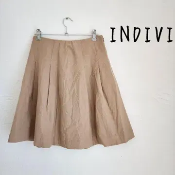 INDIVI 플레어 스커트 S 일본제 울 혼방 안감 있음 고급 깔끔함