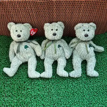 BEANIE BABY Ty 곰 봉제 인형 3개 세트 클로버 자수 포함