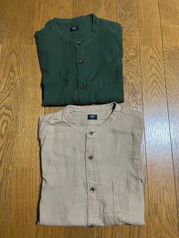 유니클로 스탠드 카라 플란넬 셔츠 2장 세트