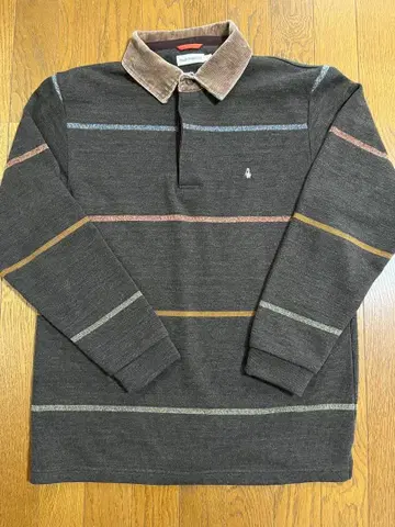 구제 의류 Hush Puppies 절개 보더 니트 피케 셔츠