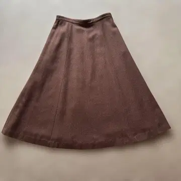 마드모아젤 논논 브라운 헤링본 롱 플레어 스커트 L L