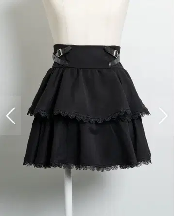 pium 사이드 벨트 티어드 미니 스커트