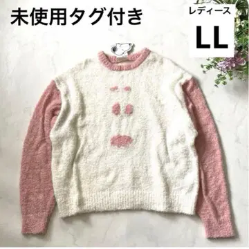 새상품 스누피 샤기 트레이닝복 니트 LL 풀오버 핑크 가을/겨울