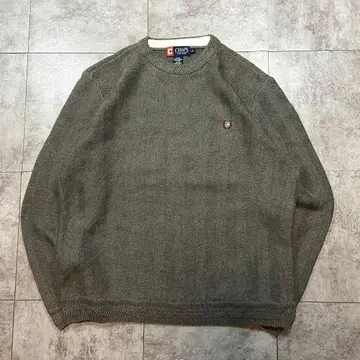 CHAPS 챕스 코튼 로고 헤링본 니트 스웨터