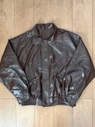 브라운 합성 피혁 자켓