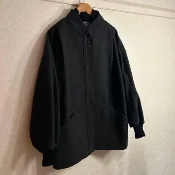 USA제 울 디자인 자켓 다크 그레이 볼륨 슬리브 코트 XL