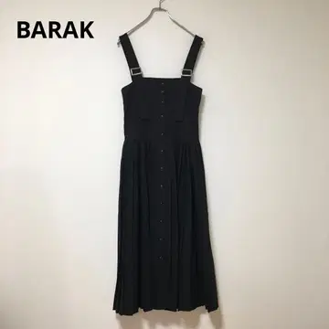 [ BARAK ] 원피스 어깨끈 벨트 조정 플리츠 스커트 블랙