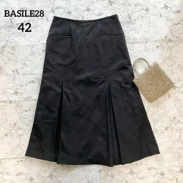 [ BASILE28 ] 바실레벤토토 체크 무늬 울 플리츠 스커트 42
