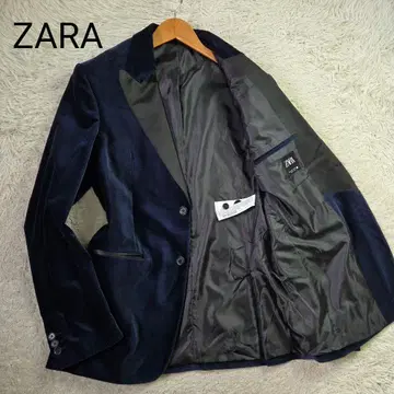 새상품급 ZARA 벨벳 태국 시드 자켓 사이즈 XL 다크 블루
