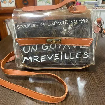 클리어 브라운 가죽 숄더백