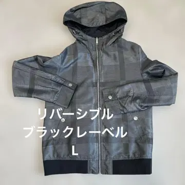 블랙 라벨 L 후드 부착 더블 지퍼 자켓 그레이 블랙
