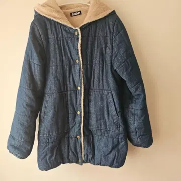 ANAP 후드 부착 데님 자켓 모코모코 프리 사이즈