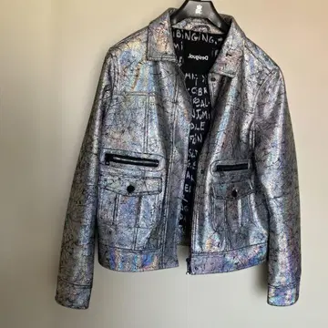 Desigual 메탈릭 실버 자켓 XL