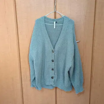 그린 그레이 니트 가디건 V넥