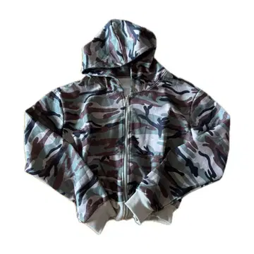 카모플라쥬 후드 부착 집업 후드티 Y2K 그런지 헤이세이 갸루