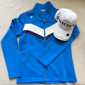 데상트 골프 여성용 파랑 자켓 모자 포함