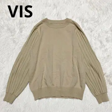 VIS 소매 플리츠 모크넥 풀오버 베이지 F 긴팔 니트 화려함