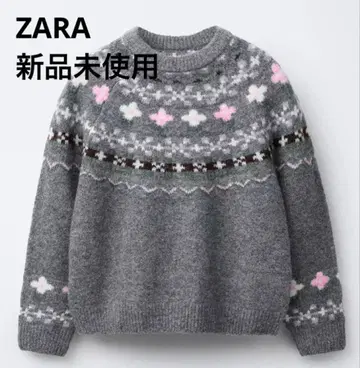 [ 새상품 ] ZARA 자라 자카드 니트 스웨터 자수