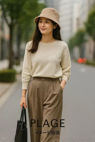 심플! Plage 레이온, 울 혼방 와이드 팬츠