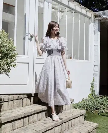 [ MAJESTIC LEGON ] 더블 컬러 코르셋 원피스 그레이 XS