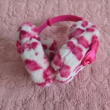디즈니 핑크 화이트 레오파드 무늬 귀도리