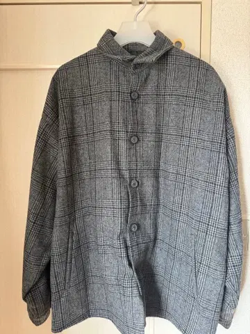 CONFIRM 그레이 계열 체크 하이넥 자켓 L