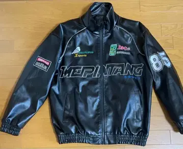 새상품! PU 가죽 자켓 스탠드 칼라 자수 포함