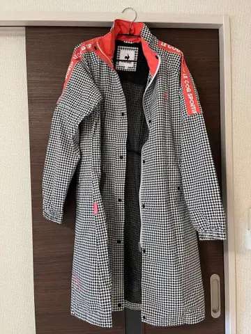 르꼬끄 체크 무늬 후드 부착 레인코트