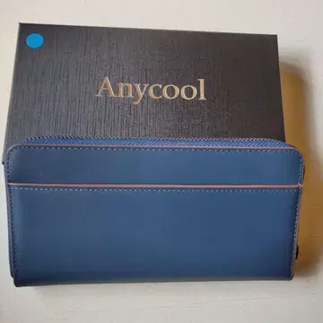 Anycool 네이비 천연 가죽 장지갑