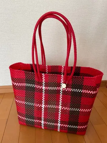 레트라 라메 토트백 체크 무늬 빨검