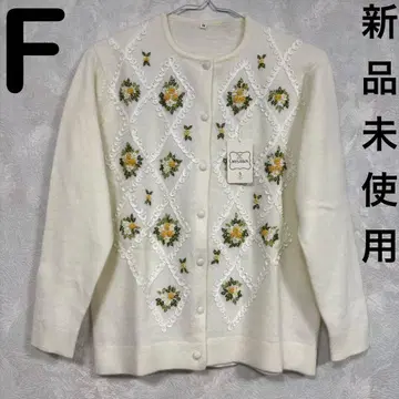 [ 새상품 ] 미사와 MISAWA 꽃무늬 자수 가디건 아이보리 가디건