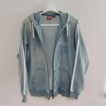 GOTCHA USED 가공 스트레치 지퍼 맨투맨 데님 후드티
