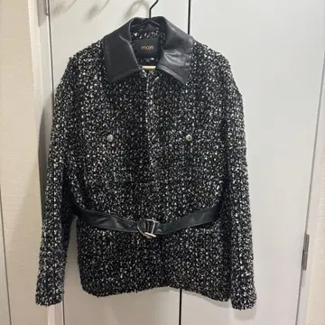 maje 마쥬 트위드 가죽 자켓 36