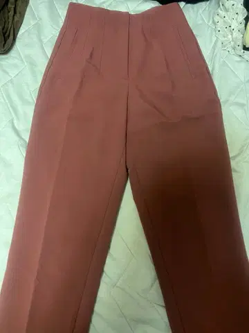 ZARA 하이웨스트 플리츠 와이드 팬츠 핑크