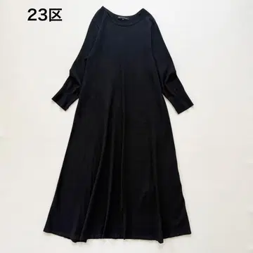 최근 23구 비스코스 스트레치 니트 플레어 원피스 블랙