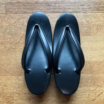 여성용 천연 가죽 블랙 일본 나막신