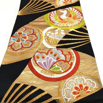 a948 순수 실크 후리소데용 육통 후쿠로 오비 금실 은실 당직 기모노