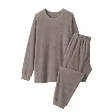 무인 신사 매끄러운 니트 플리스 긴팔 룸웨어 세트 XL