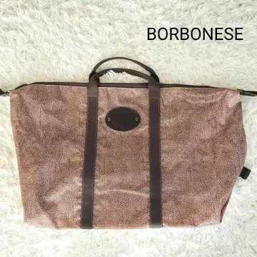 새상품급 BORBONESE 볼보네제 보스턴 백 브라운 나일론
