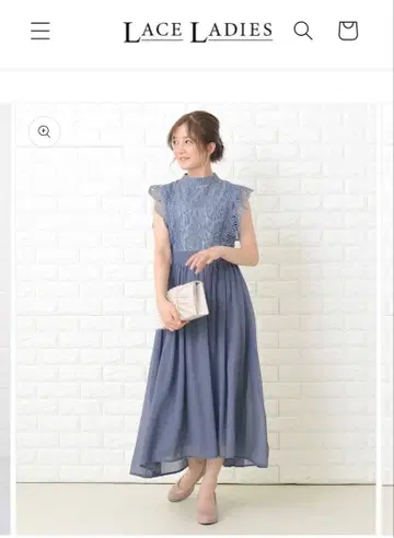 M 레이스 레이디스 그레이 미디 기장 드레스