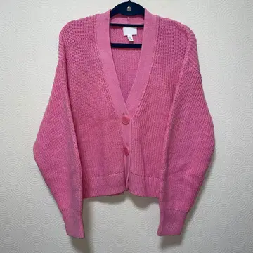 에이치앤엠 니트 가디건 핑크 캐주얼 심플 M